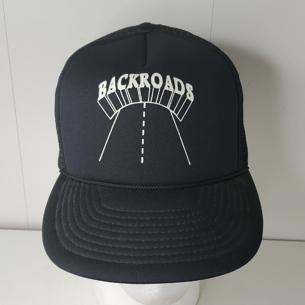 VTG Back Road Truckers Country Roads Traveling Snapback Hat Trucker Cap Black